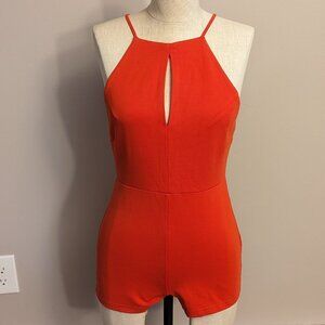 Halter romper with keyhole neck accent